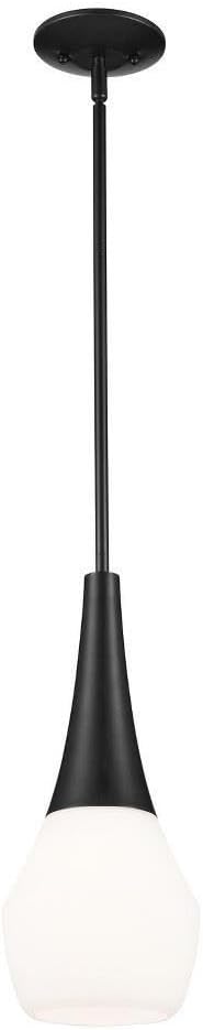 Kichler Deela 17 Inch 1 Light Pendant with Satin Etched Cased Opal Glass in Black