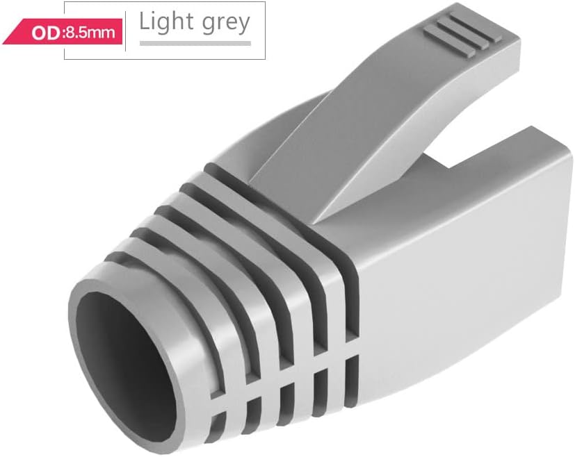 50 Pcs Cat7 Cat7A Cat8 Strain Relief Boot, RJ45 Plug Connector Cover Modular Network Plug Connector Cap Cable Connector Boots, Grey