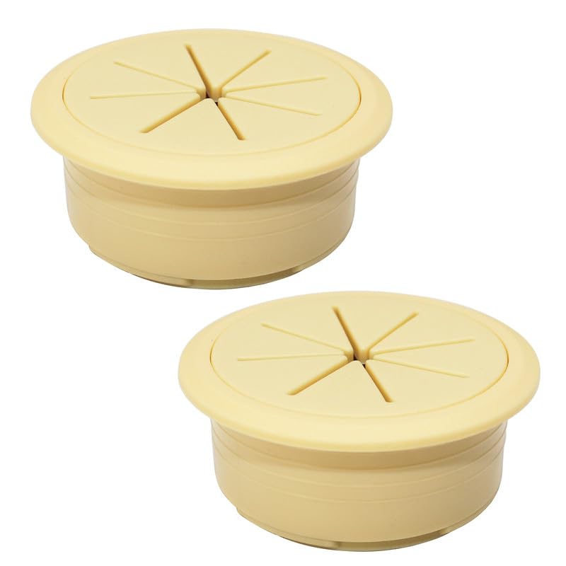 2 Pcs Desk Grommet 2-1/16" / 53 mm, Desk Hole Cover for Cables Beige, Cable Grommet ABS Plastic, Desk Hole Grommet for Home & Office Pc, Detachable Cable Cord Organizer