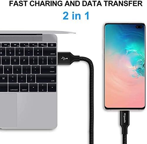 Long USB C Cable [12ft, 2-Pack], etguuds Fast Charging USB A to Type C Charger Cable Braided for Samsung Galaxy S22 S21 S20 Ultra 5G S10 S10E S9 Note 20 10 9, A10e A20 A33 A32 A50 A70, LG, Moto, Pixel