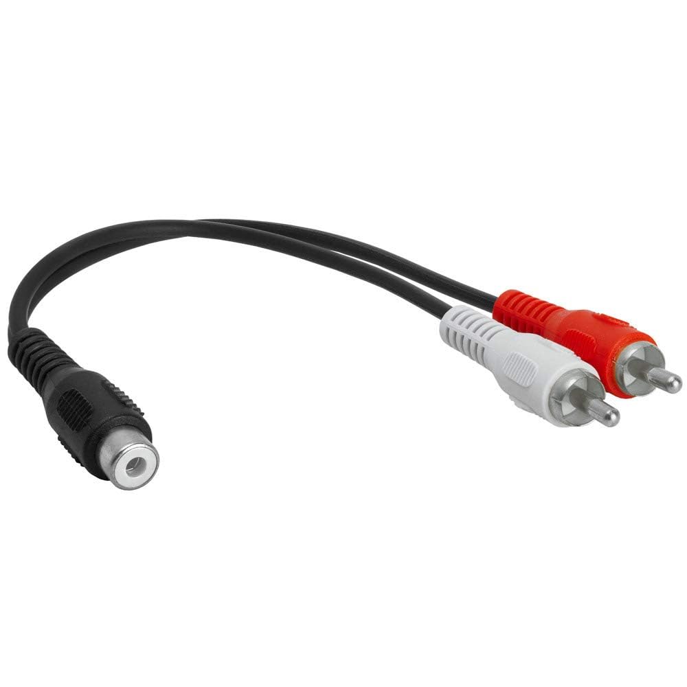 Cmple - 2 RCA Male to 1 RCA Female Stereo Audio Y-Cable, 2 Plugs to 1 Jack Y-Adapter Subwoofer Cable (5 Pack)