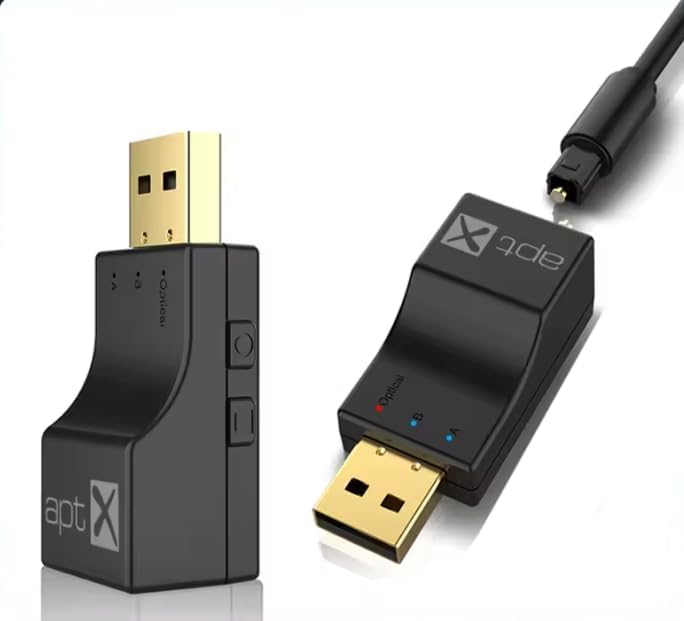 USB Optical Wireless Bluetooth Transmitter 2 in 1 Audio Transmitter Adapter Low Lantency APTX aptX-Adaptive/HD/LL Multi-Point HiFi Wireless Adapter for PS4/3 Xbox TV PC