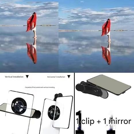 Mirror Effect Lens - Capture Stunning Reflections Instantly, Mirror for Phone to Use Back Camera, Reflection Mirrors for iPhone with Adjustable Hd Glass (White)
