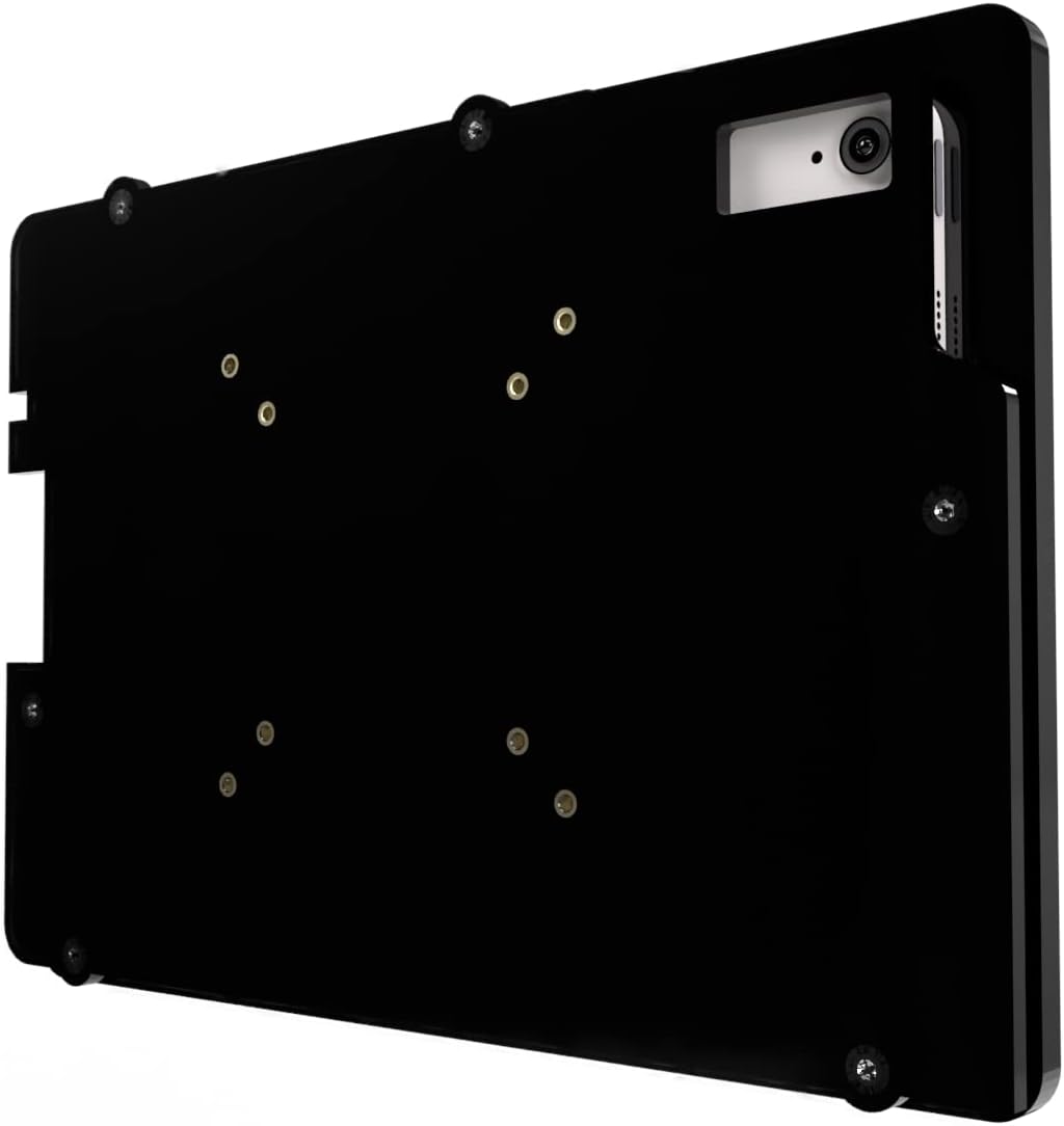 TABcare Anti-Theft Acrylic VESA Enclosure Made for Apple iPad 10 10.9" 2022, iPad 11 11" 2025 with Low Profile Wall Mount Kit & 90-Degree Angle USB C Charge Cable (Black)