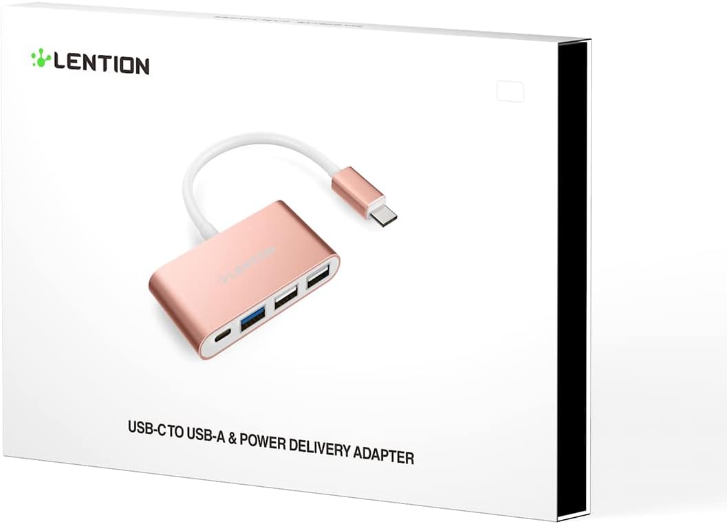 LENTION 4-in-1 USB-C Hub with Type C, USB 3.0, USB 2.0 for 2024-2016 MacBook Pro (M1-M4), iPhone 16-15 New Mac Air/Surface, ChromeBook, More, Multiport Charging & Connecting Adapter (C13, Space Gray)