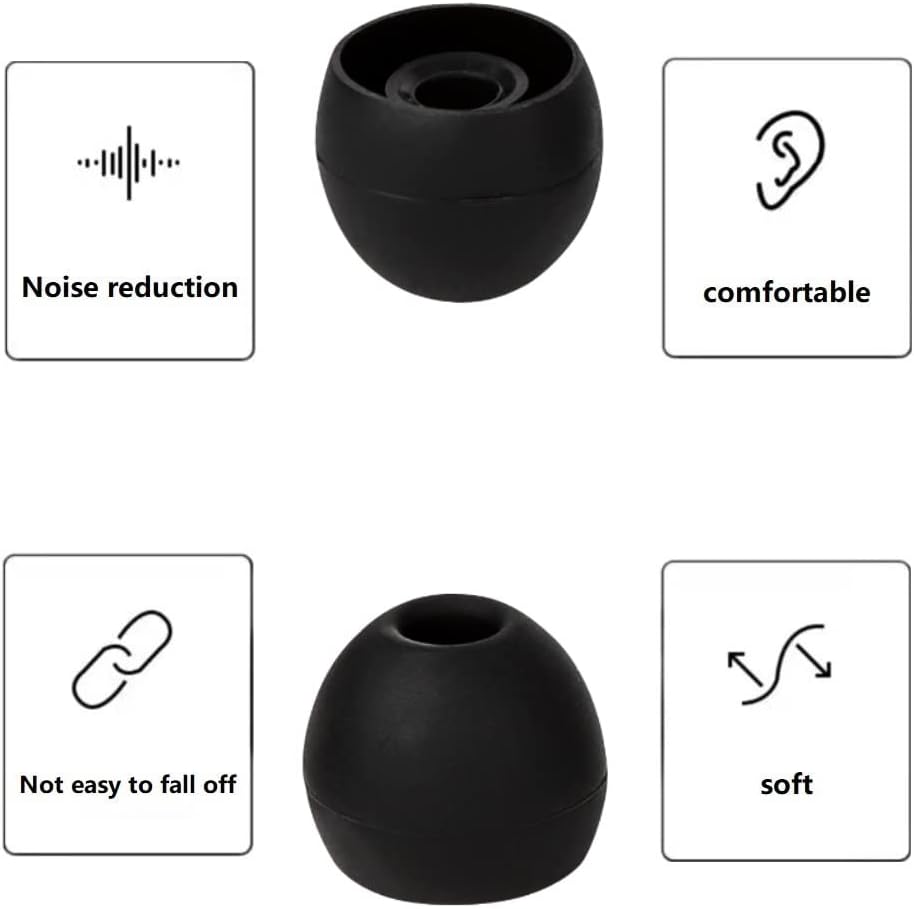 36 Pieces Medium Earbud Tips Soft and Comfortable Ear Bud Replacement Pieces Silicone Fit Most in-Ear Headphones，Inner Hole 3.8mm -5.5mm，Medium Black Earbud Replacement Tips