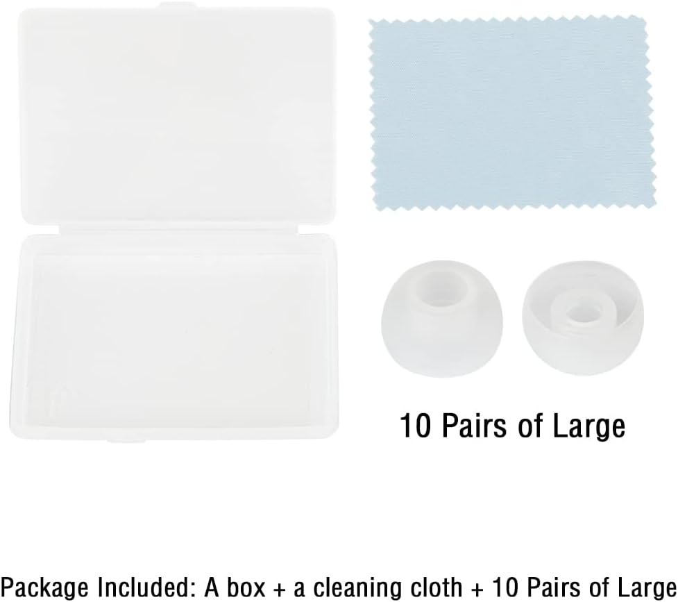 Silicone Earbud Tips Replacement Ear Tips for in- Ear Headphones Earbud Rubber Tips Eartips, 10 Pairs Large