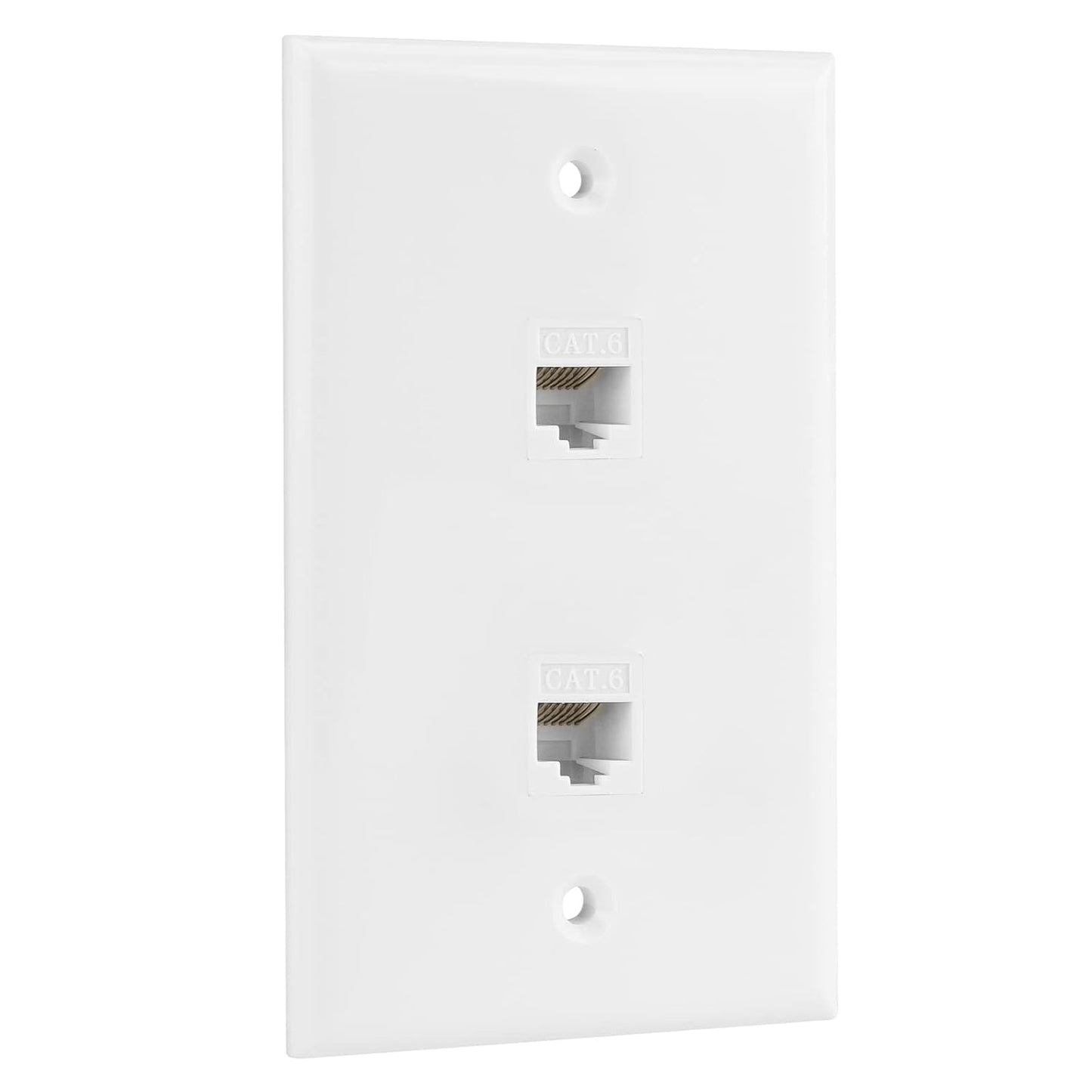 Ethernet Wall Plate, 2 Port Cat 6 RJ45 Keystone Female to Female Wall Plate Compatible with Cat7/6/6e/5/5e Ethernet Devices