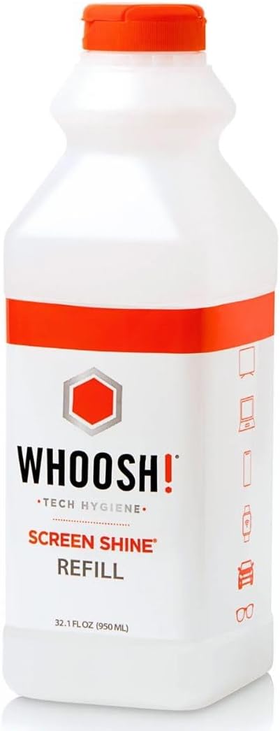 WHOOSH! Electronic Screen Cleaner Refill, 32.1 fl oz | Screen Cleaning Liquid Refill designed for Pro Premium Screen Cleaner, Eco-Friendly, Safe, Screen Cleaner Spray Refill for TVs, Computer Monitors