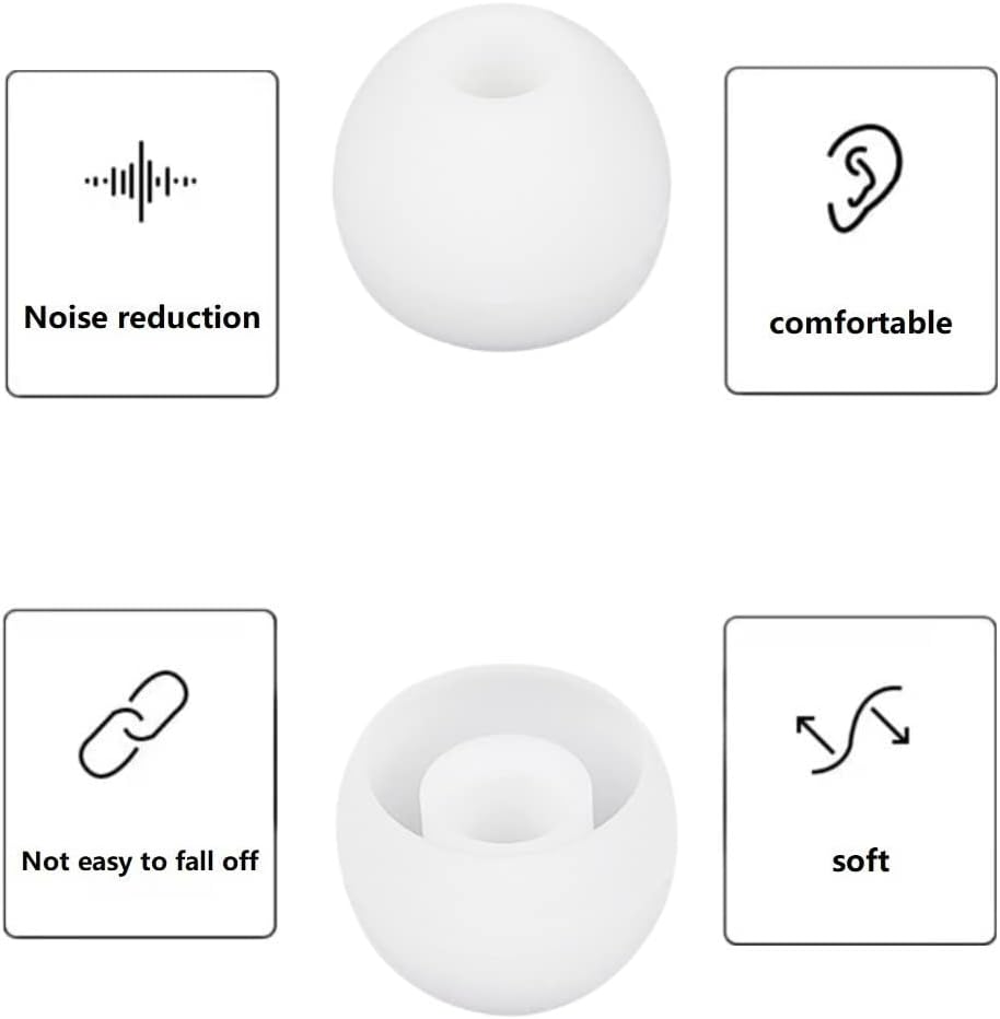 36 Pieces Medium Earbud Tips Soft and Comfortable Ear Bud Replacement Pieces Silicone Fit Most in-Ear Headphones，Inner Hole 3.8mm -5.5mm，Medium White Earbud Replacement Tips