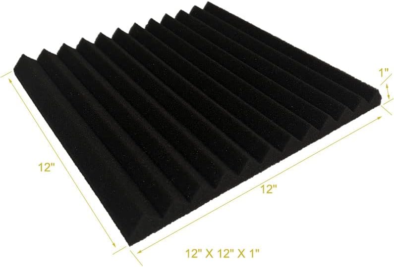 96 Pack Black/RED 12 "X 12 "X1" Acoustic Panels Studio Soundproofing Foam Wedge Tiles,