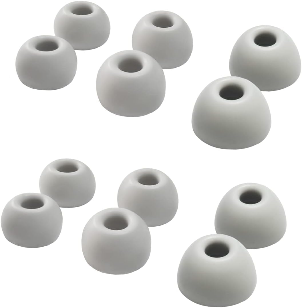 Silicone Earbuds Tips for Beats Fit Pro/Beats Studio Buds Ear Tips Replacement for Beats Earbuds 6 Pairs LMS Gray White