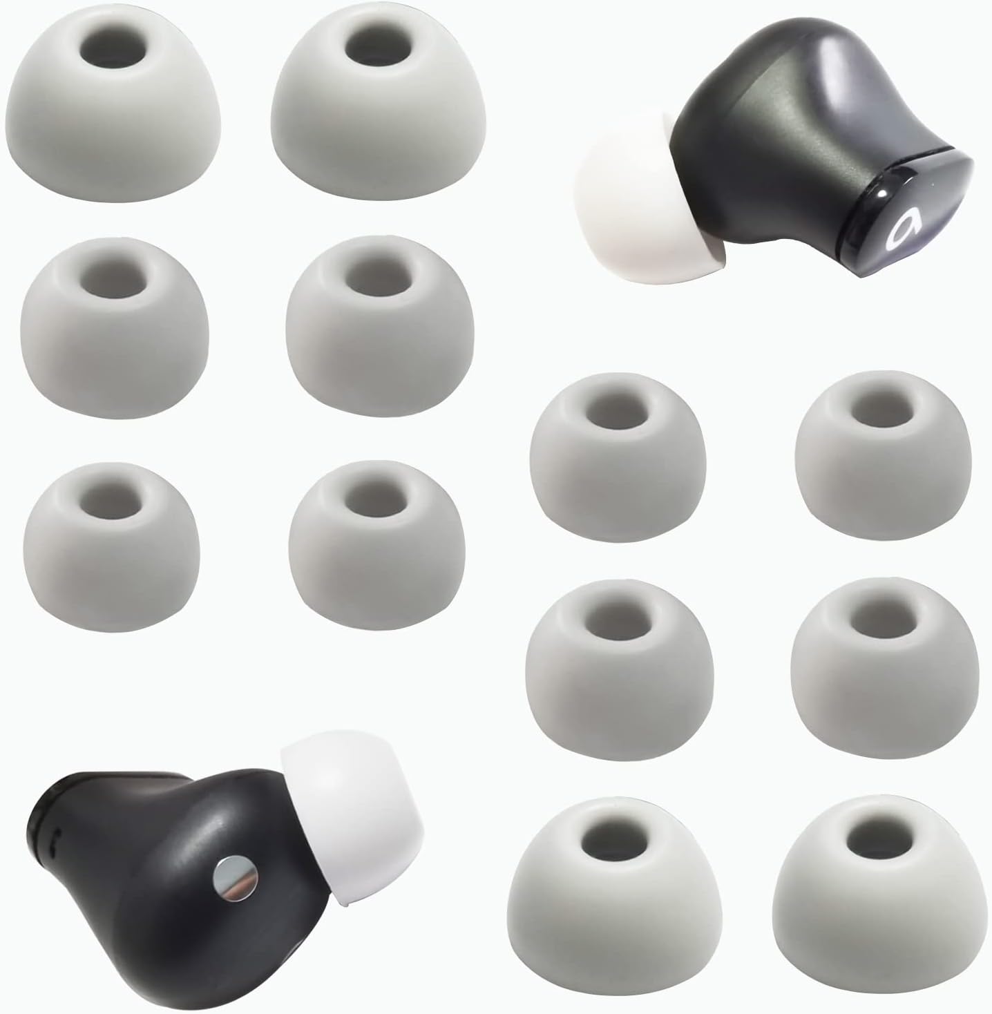 Silicone Ear Tips for Beats Studio Buds - Replacement Earbuds Cover, 6 Pairs, LMS Gray White