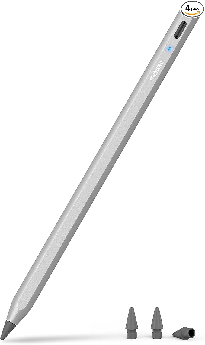Metapen Pencil A8 for Apple iPad 2018-2025, (2X Faster Charge), Tilt Sensitivity, Pixel Precision, Stylus Pen for iPad 11/10/9/8/7/6th Gen, Pro 12.9/11/13-inch M4, Air 3/4/5/M2/M3, Mini 5/6th, Grey