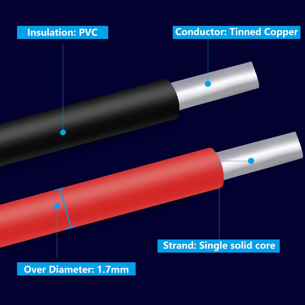 Fermerry 22 AWG Solid Core Wire Spool 50ft Each 6 Colors Flexible 22 Gauge Hook up Wire Kit Electrical Tinned Copper Wire PVC