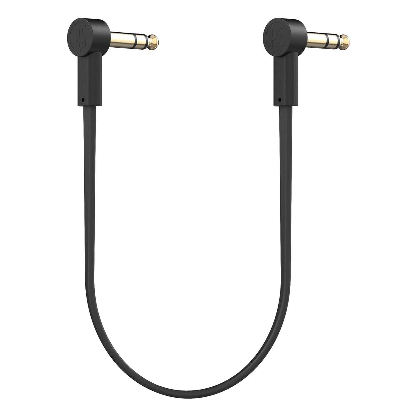 Rock Stock 1/4" Stereo TRS Flat Patch Cables - 6" Ultra-Thin, Right Angle, Low Profile, Gold Plated, Braided Shielding - Maximize Pedalboard Space, Eliminate Noise, Connect Guitar Effects Pedals