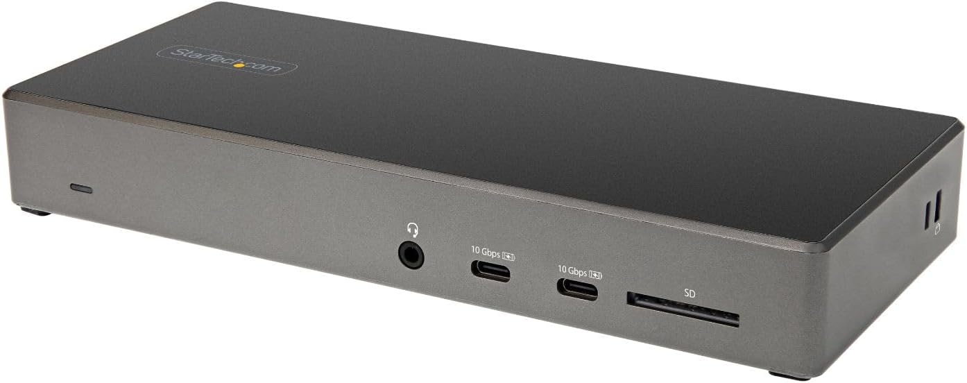 StarTech.com USB C Dock - Triple 4K Monitor USB Type-C Docking Station - 100W Power Delivery - DP 1.4 Alt Mode & DSC, 2X DisplayPort 1.4/HDMI 2.0-6xUSB (2X 10Gbps), SD - Windows/Chrome (DK31C2DHSPD)