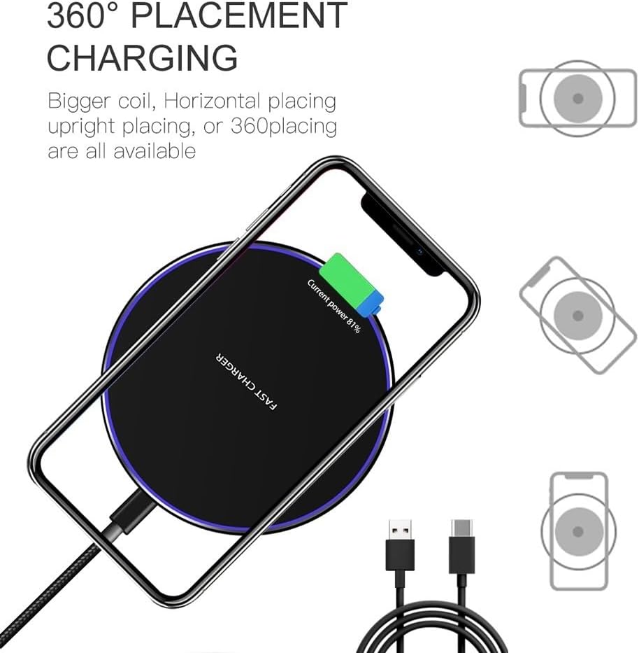 Fast Wireless Charger,20W Max Wireless Charging Pad Compatible with iPhone 16/16 Pro/15/14/13/12/SE/11/XS Max/XR,AirPods;FDGAO Wireless Charge Mat for Samsung Galaxy S25/S24/Note,Pixel/LG G8