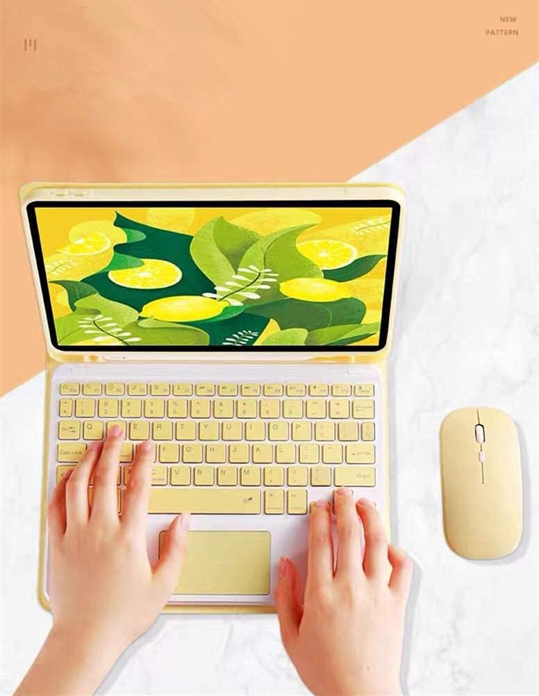 AnMengXinLing Keyboard Case for iPad Air 13 Inch (M3 2025/M2 2024)/Pro 12.9 6th/5th/4th Generation with Mouse Pencil Holder, Magnetically Detachable Keyboard Mouse, Yellow