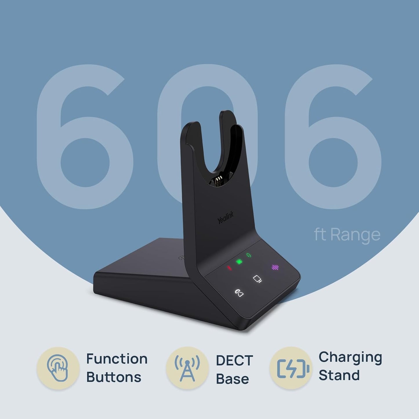 Yealink WH64 Dual UC DECT & Bluetooth Wireless Headset, 606ft Range,Zoom Certified, On Ear Work Headphones with 3X Noise Cancelling Mic, 32 Talk Time, Office Desk IP Phone, PC,Computer