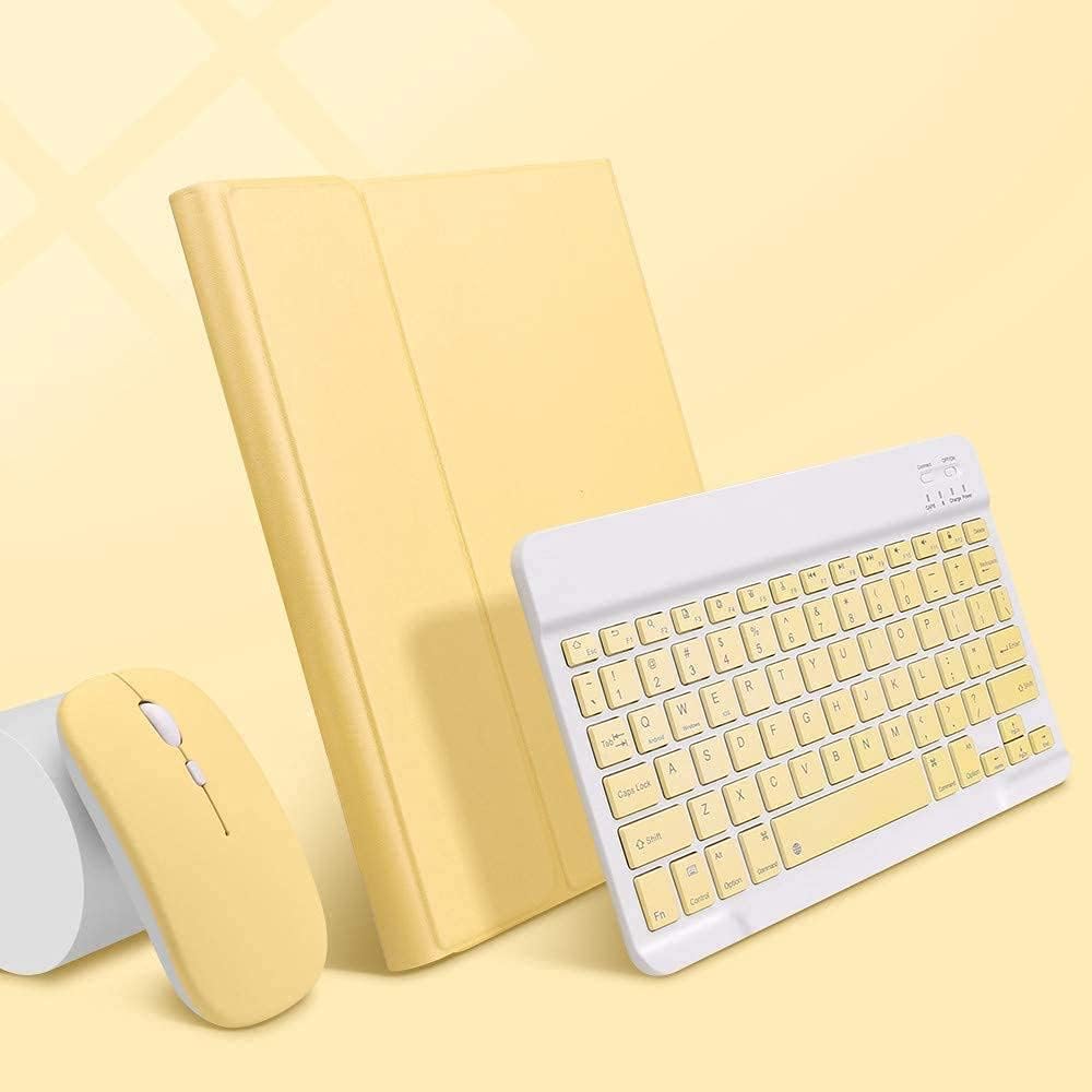 AnMengXinLing Keyboard Case for iPad 11th(A16)/iPad 10th Generation 2022 with Mouse Detachable Wireless Bluetooth Keyboard Pencil Holder Slim Leather Cover for iPad11/iPad10, Yellow