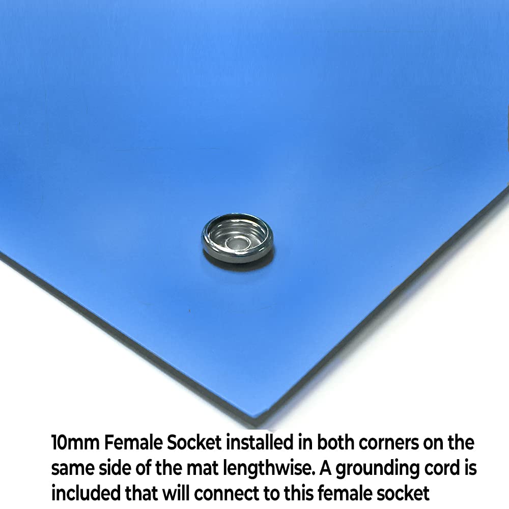 RubberStat Dual Layer ESD Compliant Workstation Rubber Table Mat Kit, Soldering, Cell Phone Repair, with Wrist Strap Set and Ground Cord - 48"x72" Royal Blue
