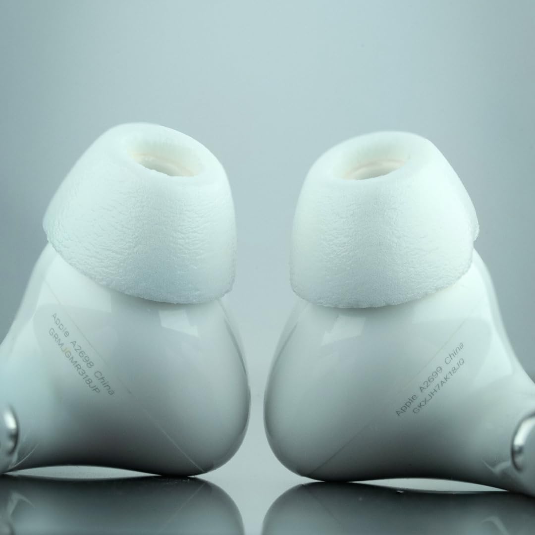 Comply TrueGrip MAX | Premium Memory Foam Replacement Earbud Tips for Apple AirPods Pro 1 & 2 | Long Lasting Comfort, Extreme Durability, Secure Fit, Superior Noise Isolation| White (Medium) (1 Pair)