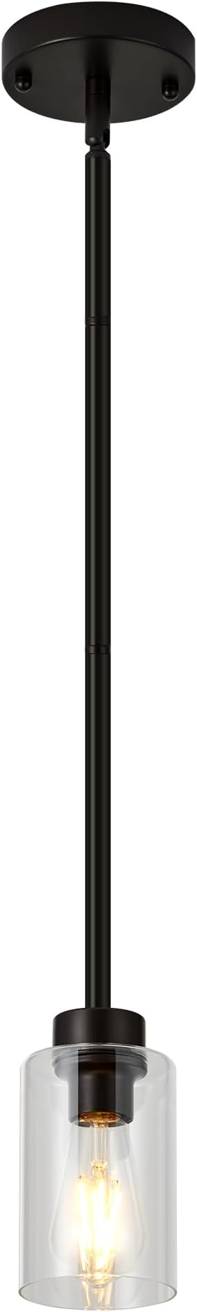 Pendant Light Fixtures, Matte Black Pendant Lighting Hanging Light Fixtures with Clear Glass Shade,Oil Rubbed Bronze Tiltable Pendant Lighting for Kitchen Island, Dining Room, Bathroom