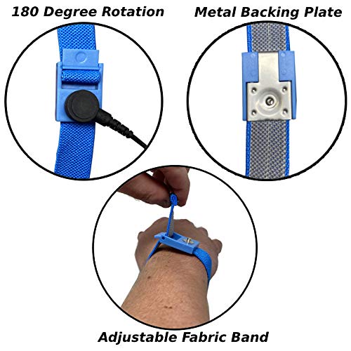 RubberStat Dual Layer ESD Compliant Workstation Rubber Table Mat Kit, Soldering, Cell Phone Repair, with Wrist Strap Set and Ground Cord - 30"x36" Blue