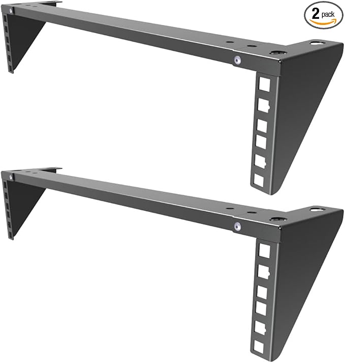 Jingchengmei 2 Pack of 2U 19 Inches Lightweight Folding Steel Wall Mountable Simple Vertical Rack and Server Rack (2)