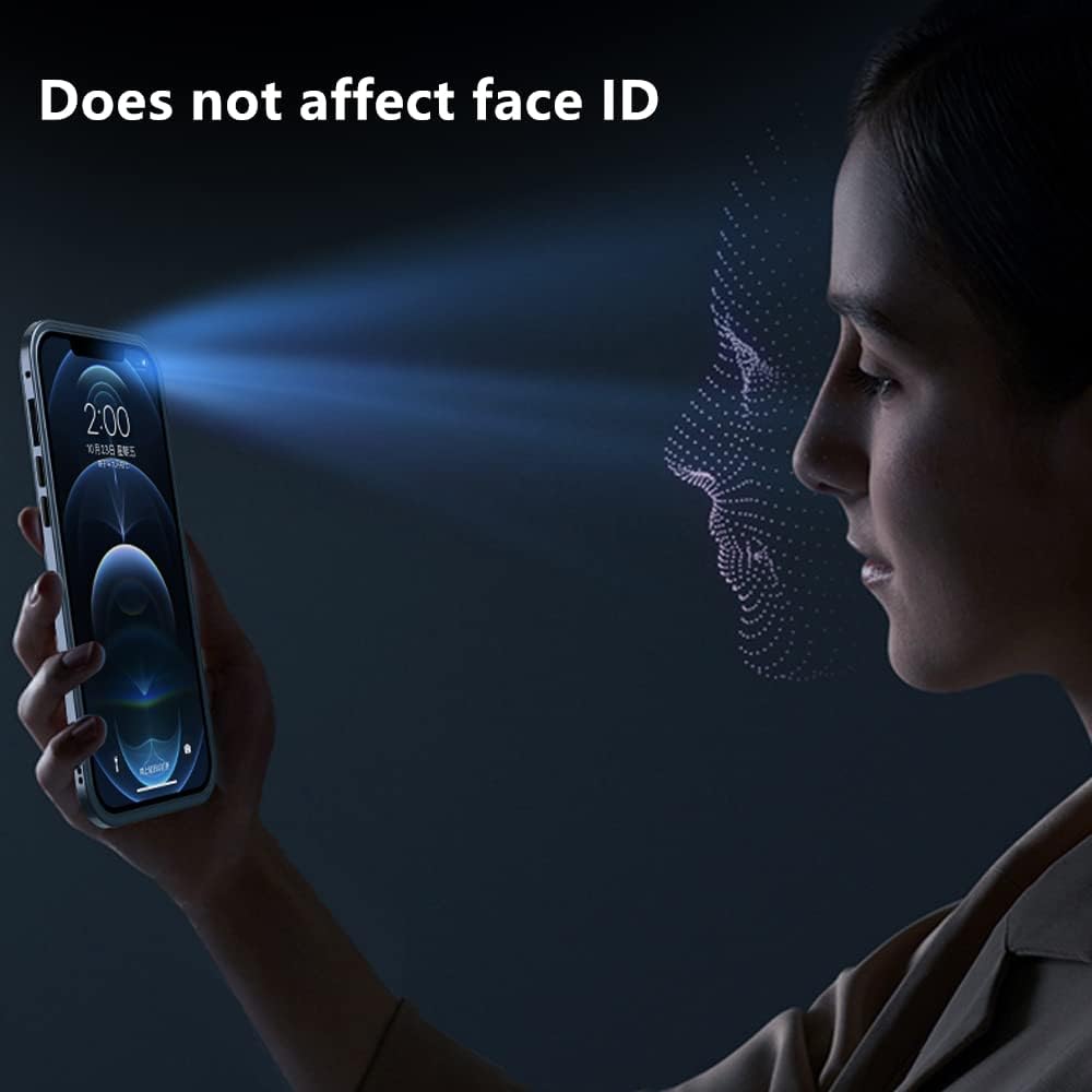 Anti Peeping Case for iPhone 13 Pro Max, Jonwelsy 360 Degree Front and Back Privacy Tempered Glass Cover, Anti SPY Screen, Anti Peep Magnetic Adsorption Metal Bumper for iPhone 13 Pro Max (Blue)