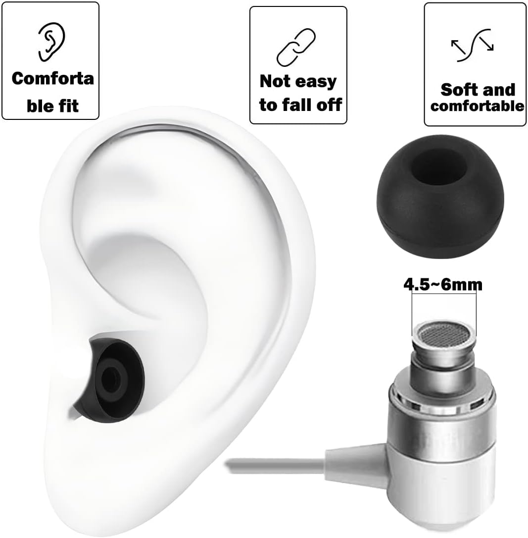 Earbud Tips Replacement - Silicone Compatible with Powerbeats 2/3 & LG Samsung Earbuds - Black, White, Red - 9 Pairs