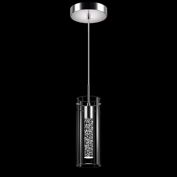 1 Pack Pendant Ceiling Light Fixture, Pendant Lights for Kitchen Island Crystal Pendant Light, 1-Light Integrated Kitchen Hanging Light Fixture Modern Island Light with Bubble Glass