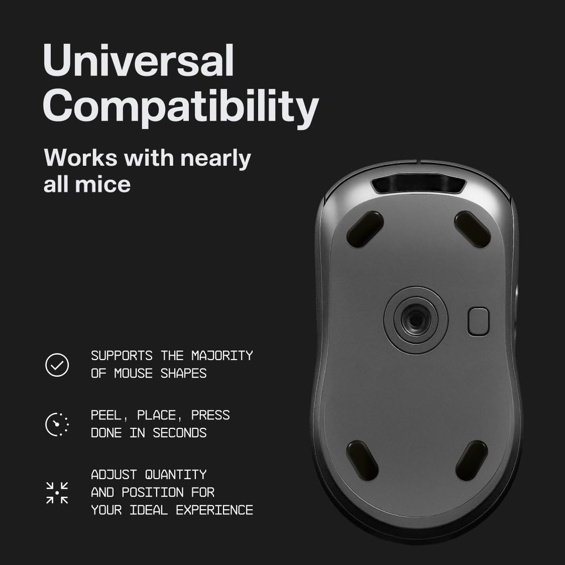 Wallhack PTFE Pill Mouse Skates | Premium Universal Skates for Gaming Mice | Ultra-Smooth Glide on Cloth & Glass Pads | Customize Speed & Control | Fast, Easy to Apply | Black 7mm x 14mm