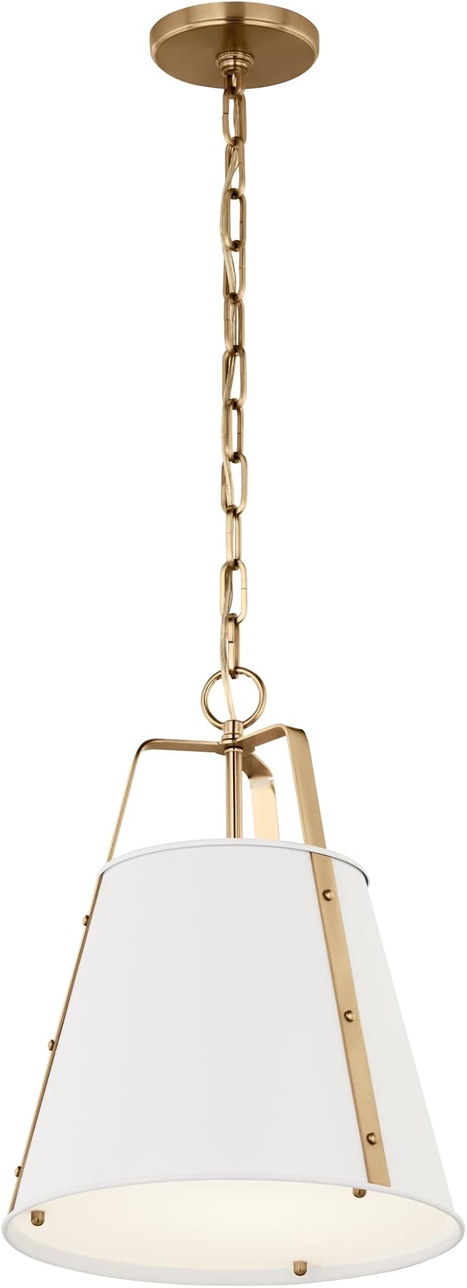 Kichler Etcher 1-Light Pendant, Updated Traditional Light with Etched Painted White Glass Diffuser in White and Champagne Bronze, for Kitchen or Dining Room (17" x 13"), 52710WH