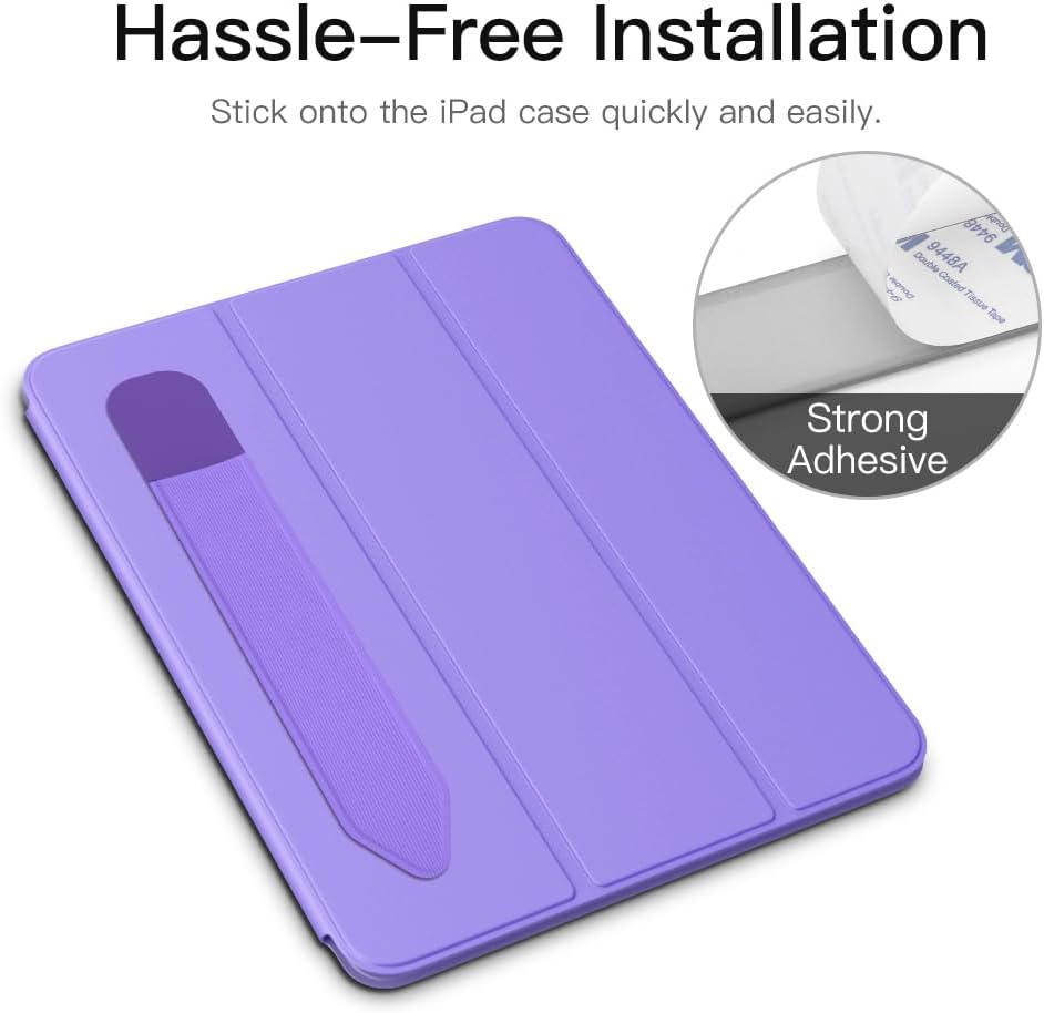 MoKo Pencil Holder Sticker for Apple Pencil Pro, Apple Pencil (USB-C), Apple Pencil 1st/2nd Generation, Elastic Pencil Case, Adhesive Pouch Attached to Pen Case, Purple