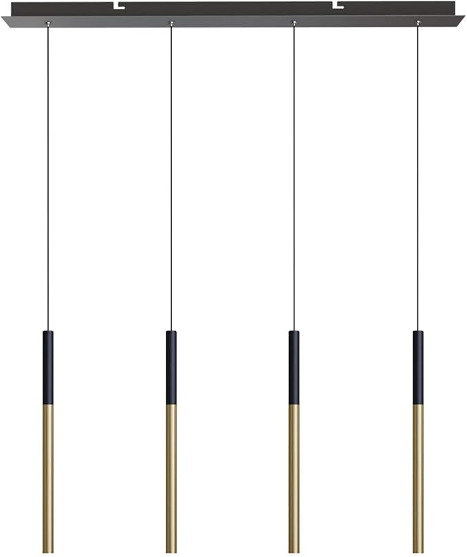 ALTAIR 4 Mini Pendant Lighting Black-Brass - LED Hanging Light Fixture for Kitchen Island, Bar, Foyer - Cluster Pendants - Dimmable, Adjustable Wire, Lamp Bulb Included