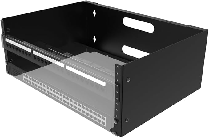 JINGCHENGMEI 4U Wall Mount Patch Panel Bracket- 14 inches Deep Network Rack for Network Switches, Patch Panel, Shallow Networking and IT Equipment, (4U)
