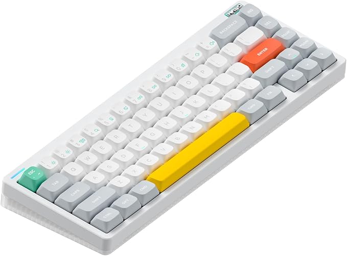 nuphy Halo65 V2 Wireless Mechanical Keyboard with PBT Keycaps, 65% Hot Swappable Custom Gaming Keyboard Compatible with QMK/VIA, RGB Backlit,Gasket Structure,BT5.0/USB-C/2.4GHz,White-Mint Switches