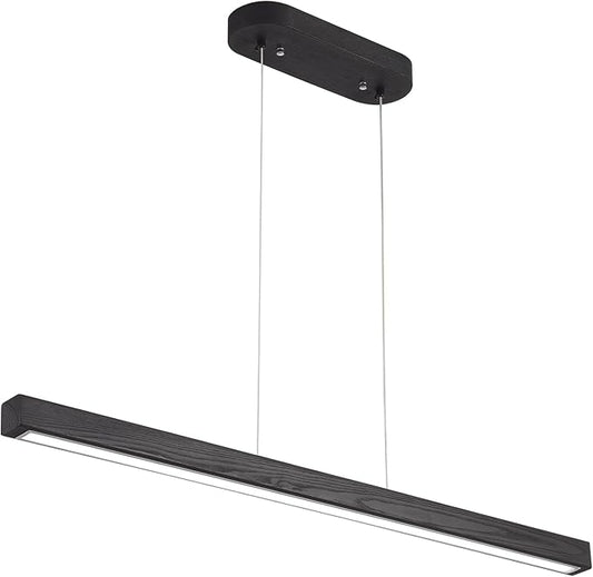 47" Black Linear Pendant Light Wooden Led Linear Pendant Light Fixtures Ceiling Hanging Dimmable Pendant Lights for Dining Room Kitchen Island Pool Table Lights Black Wood Finish