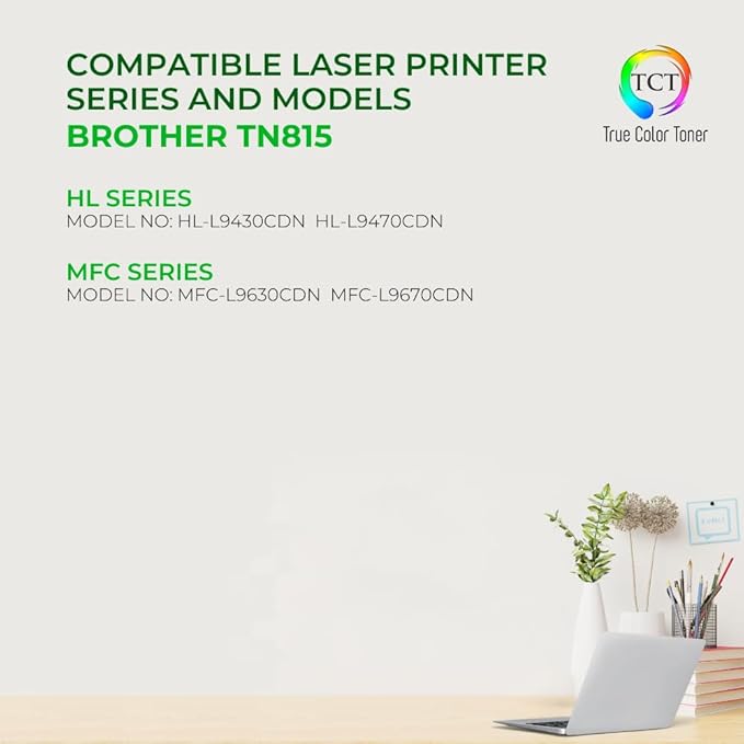 TCT TN815 Black Toner Cartridge 2 Pack - Compatible Replacement for Brother TN-815 TN815BK High Yield Works with Brother HL-L9430CDN HL-L9470CDN MFC-L9670CDN Printers (15,000 Pages)