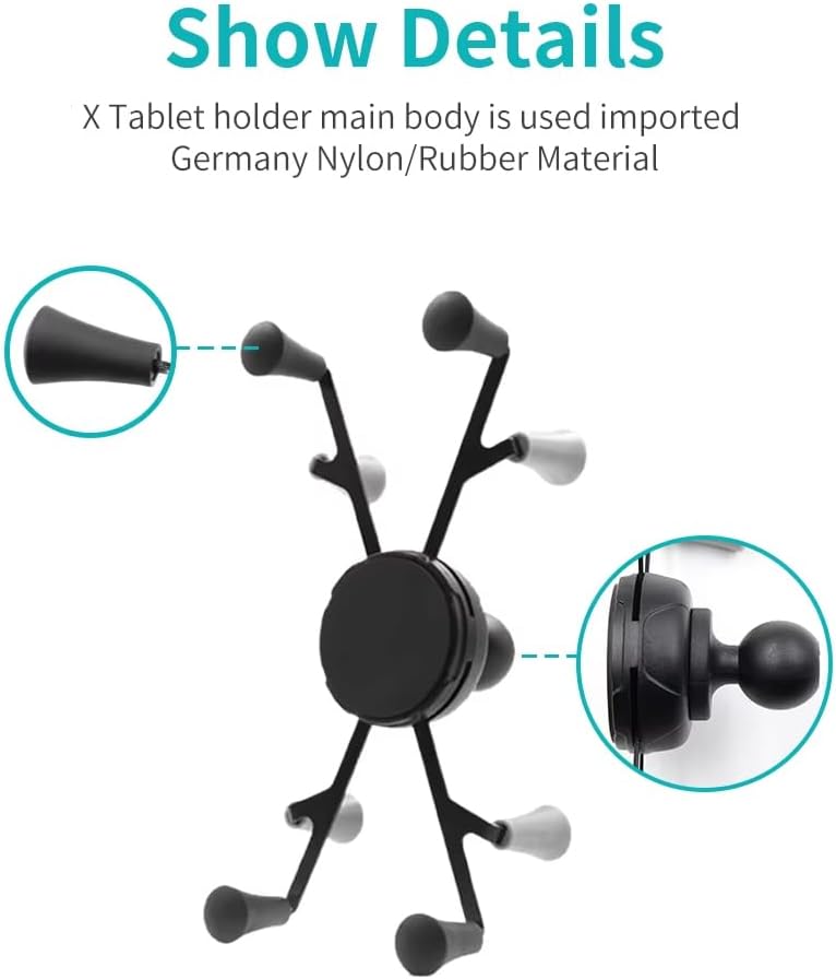 Strg Tablet Mount with U-Bolt Mount Base for Rails 0.5'' to 1.25'' in Diameter for 6" Tablets, Motorcycle Tablet Holder for Bike Motorcycle ATV/UTV and More Rails