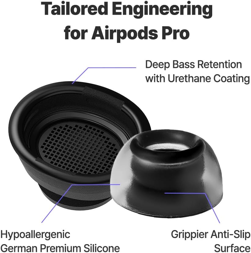 AZLA Crystal for Airpods Pro 1st & 2nd Gen (2-Pair, MS) – Airpod Pro Ear Tip Replacement – Airpod Pro Tips with Premium Silicone