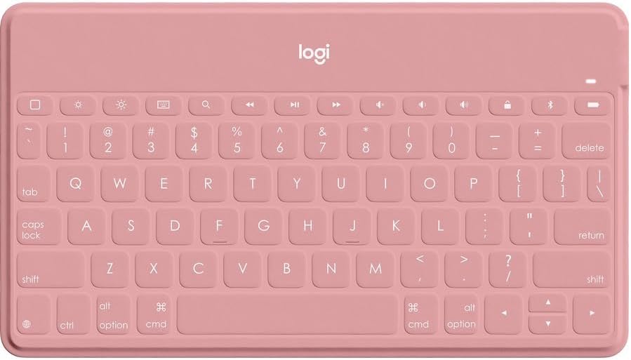 Logitech Keys-to-Go Super-Slim and Super-Light Bluetooth Keyboard for iPhone, iPad, Mac and Apple TV, Including iPad Air 5th Gen (2022) - Blush Pink