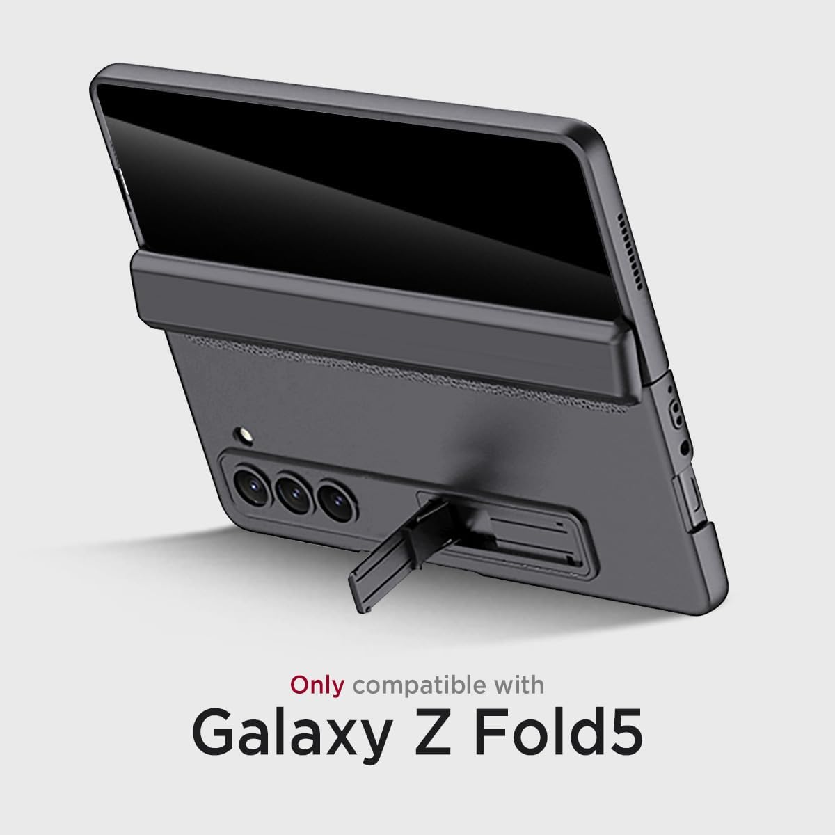 Miimall for Samsung Galaxy Z Fold 5 Case with Privacy Screen Protector, Built-in Adjustable Kickstand & Magnetic Hinge Protection All-Inclusive Protective Case for Galaxy Z Fold 5 5G(Grey)