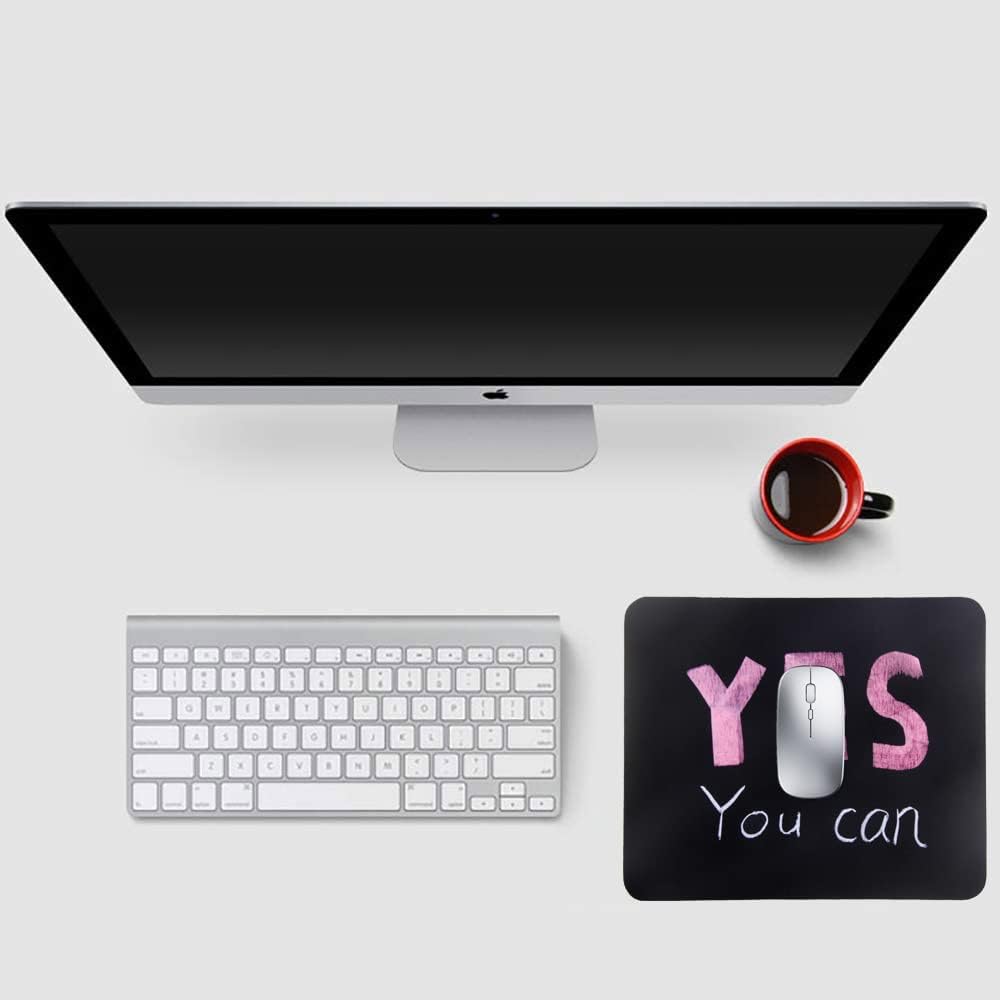 Mouse Pad, Gaming Mouse Pad, Non-Slip Rubber Base Mouse Mat with Designs for Laptop, Computer & Office, 9.5 x 7.9 x 0.12 inches (Yes You Can)