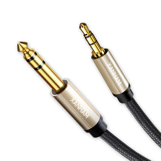 3.5mm to 1/4 Stereo Audio Cable 3.3 Feet /1M, 1/8" to 6.35mm 1/4" TRS Male Aux Cord Double Shielded with Braiding for Guitar, Amplifiers, PC, Home Theater, Speaker, etc.
