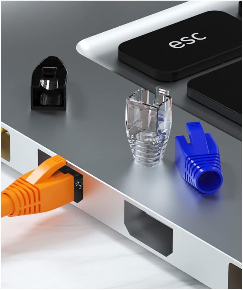 50 Pcs Cat7 Cat7A Cat8 Strain Relief Boot, RJ45 Plug Connector Cover Modular Network Plug Connector Cap Cable Connector Boots, Purple