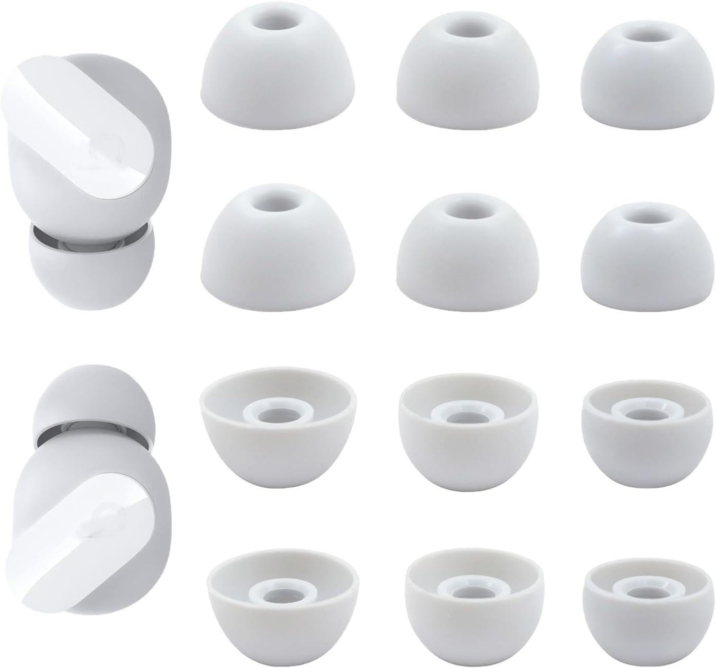 Replacement Silicone Ear Tips for Beats Fit Pro/Studio Buds/Studio Buds+ Headphone, 6 Pairs Earbuds Eartips L/M/S, Eargels Set Fit in Case, Earplug Ear Cap (Silver White)