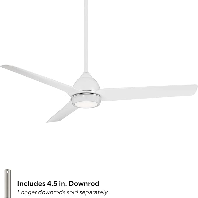 Mocha Indoor/Outdoor 3-Blade Smart Compatible Ceiling Fan 54in Matte White with 3000K LED Light Kit and Remote Control with Wall Cradle. Works with iOS/Android, Alexa, and Google Assistant.